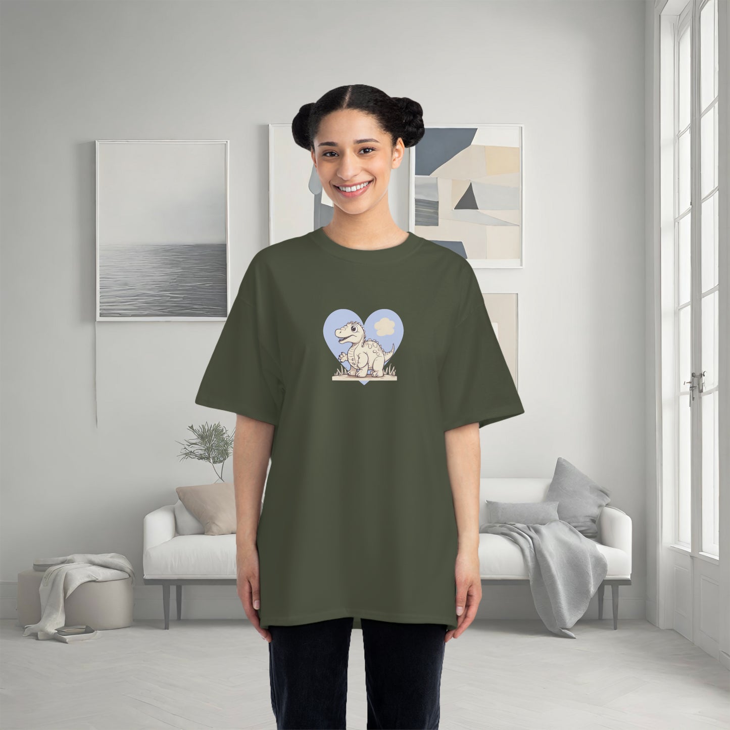 Mom to Be Short-Sleeve T-Shirt Featuring a Dinosaur Print Fatigue Green