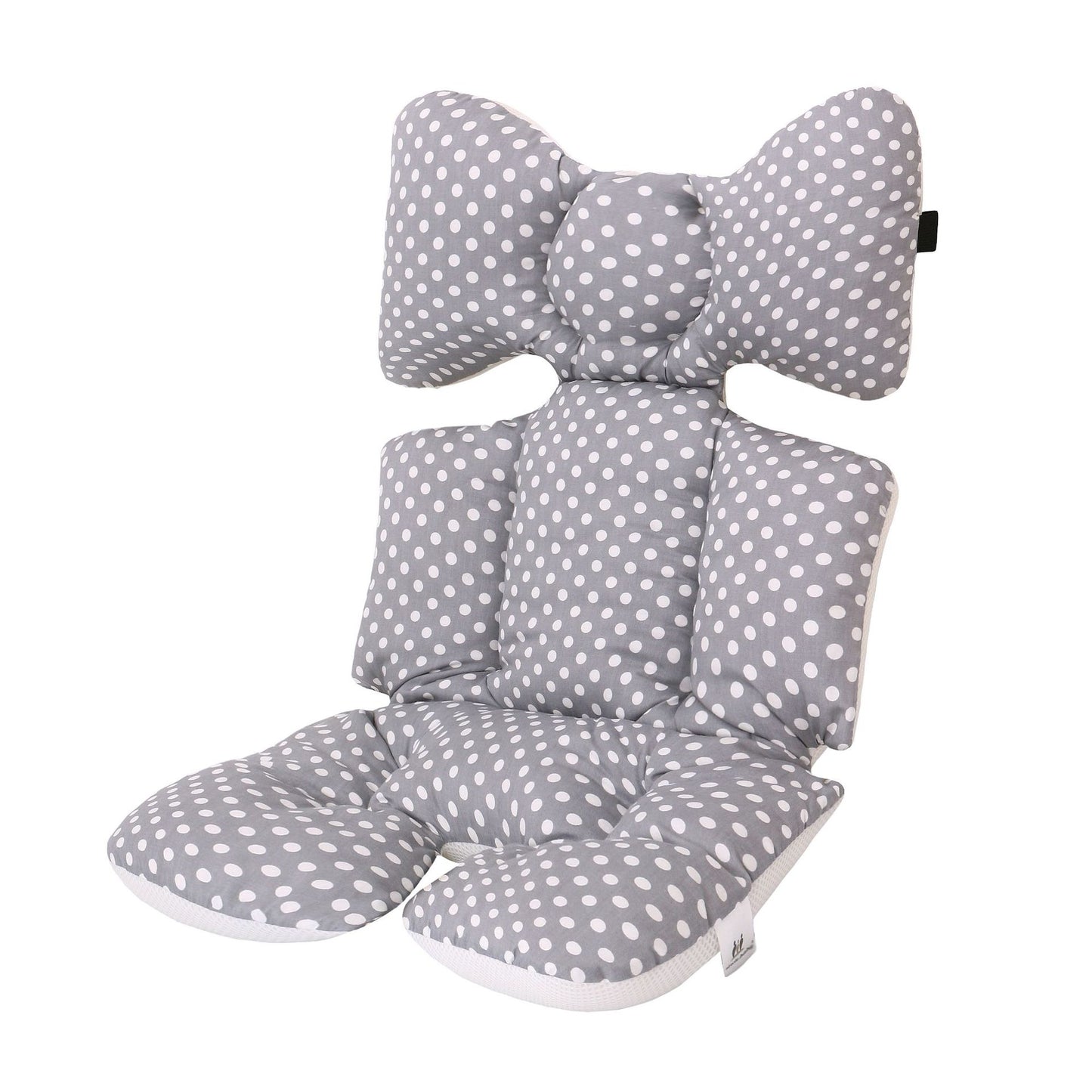 Elegant Stroller Cushion Mat Light Grey & Dots - A