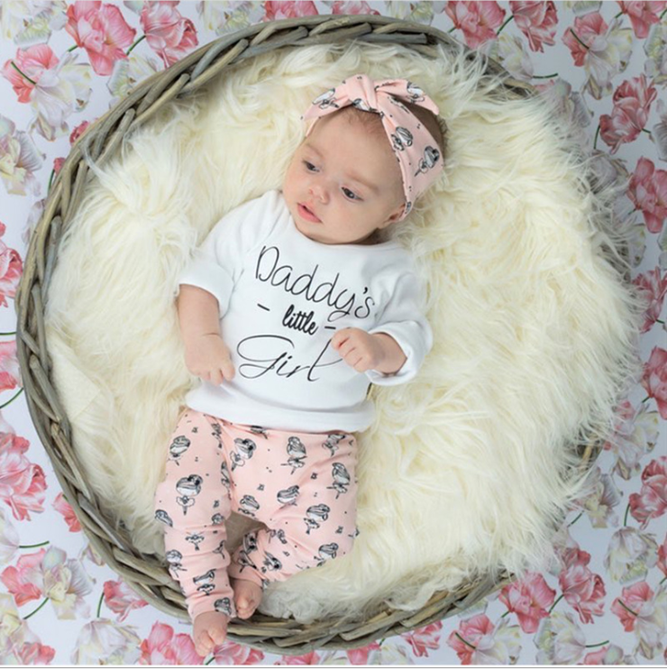 "Daddy's Little Girl" logo T-shirt, Leggings & Headband Set (3pcs)