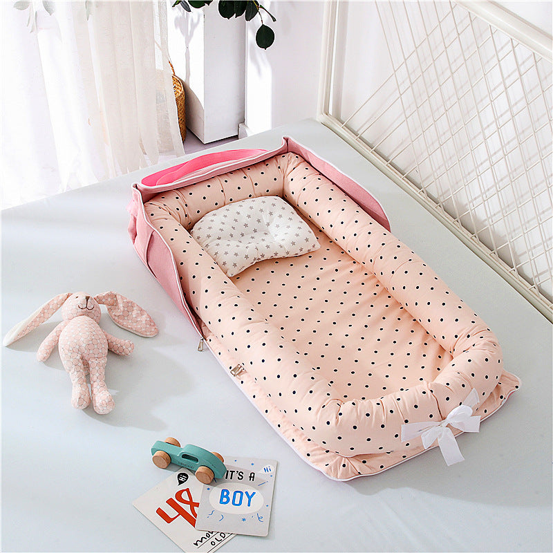 Foldable & Portable Baby Nest Bed Pink points