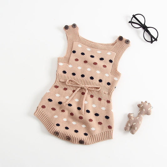 Knit Jacquard Polka Dot Baby Bodysuit age: 3-36 months Latte