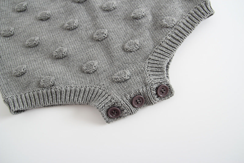 Grey Short Knitted Baby Dungarees/ Romper - age: 03-36 months