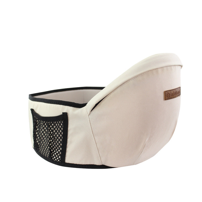 Ergonomic Baby Carrier, Hipseat, Waist Seat with Side Pocket Beige