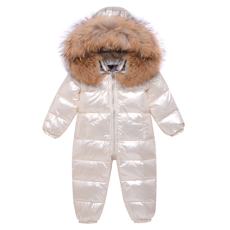 Luxurious & Warm Down Snowsuit, Gender Neutral, age: 1~3 years Cream