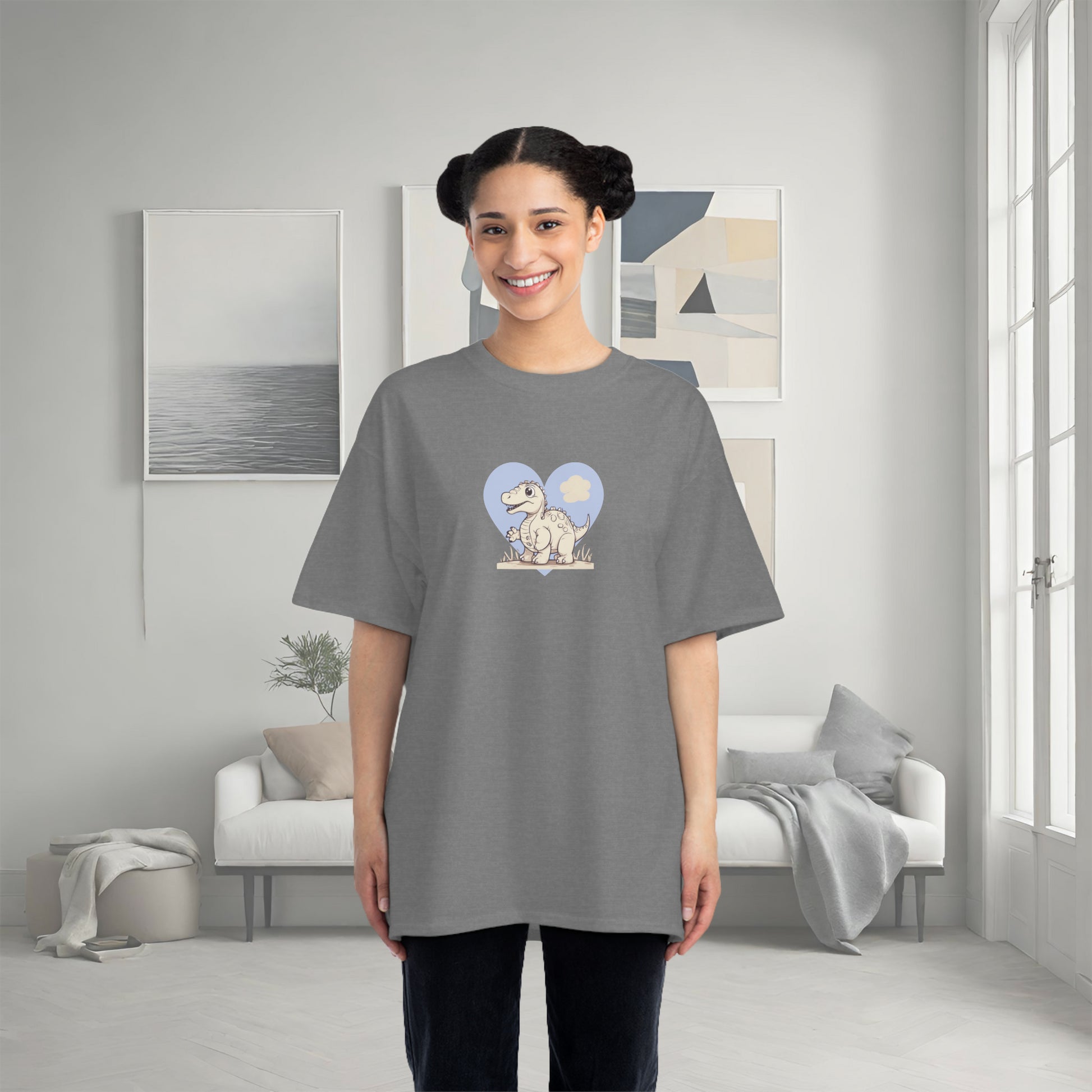 Mom to Be Short-Sleeve T-Shirt Featuring a Dinosaur Print Oxford Gray