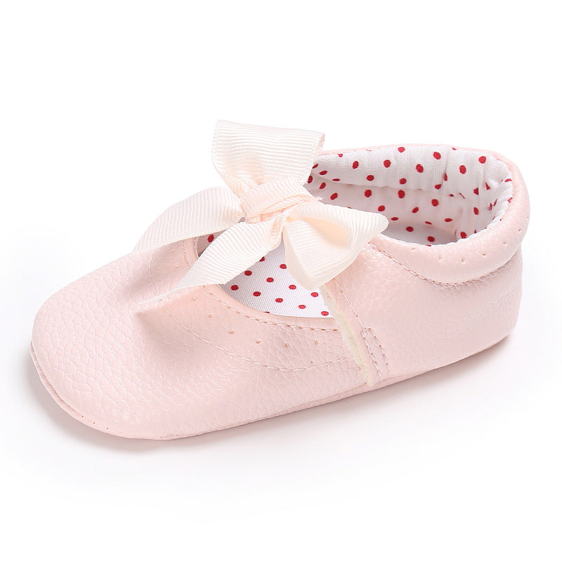 Baby Girl Shoes with a Cute Bow on front and Soft Eco Sole - age: 0-12 months Pink