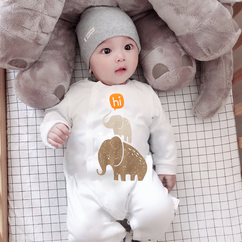 Baby Romper, Bodysuit, one piece - age: 0-18 months Hi Elephants