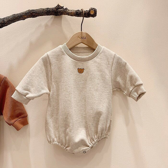 Cute Bear Bodysuit, Sweatshirt Pebble