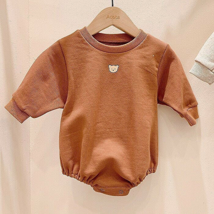 Cute Bear Bodysuit, Sweatshirt Pecan