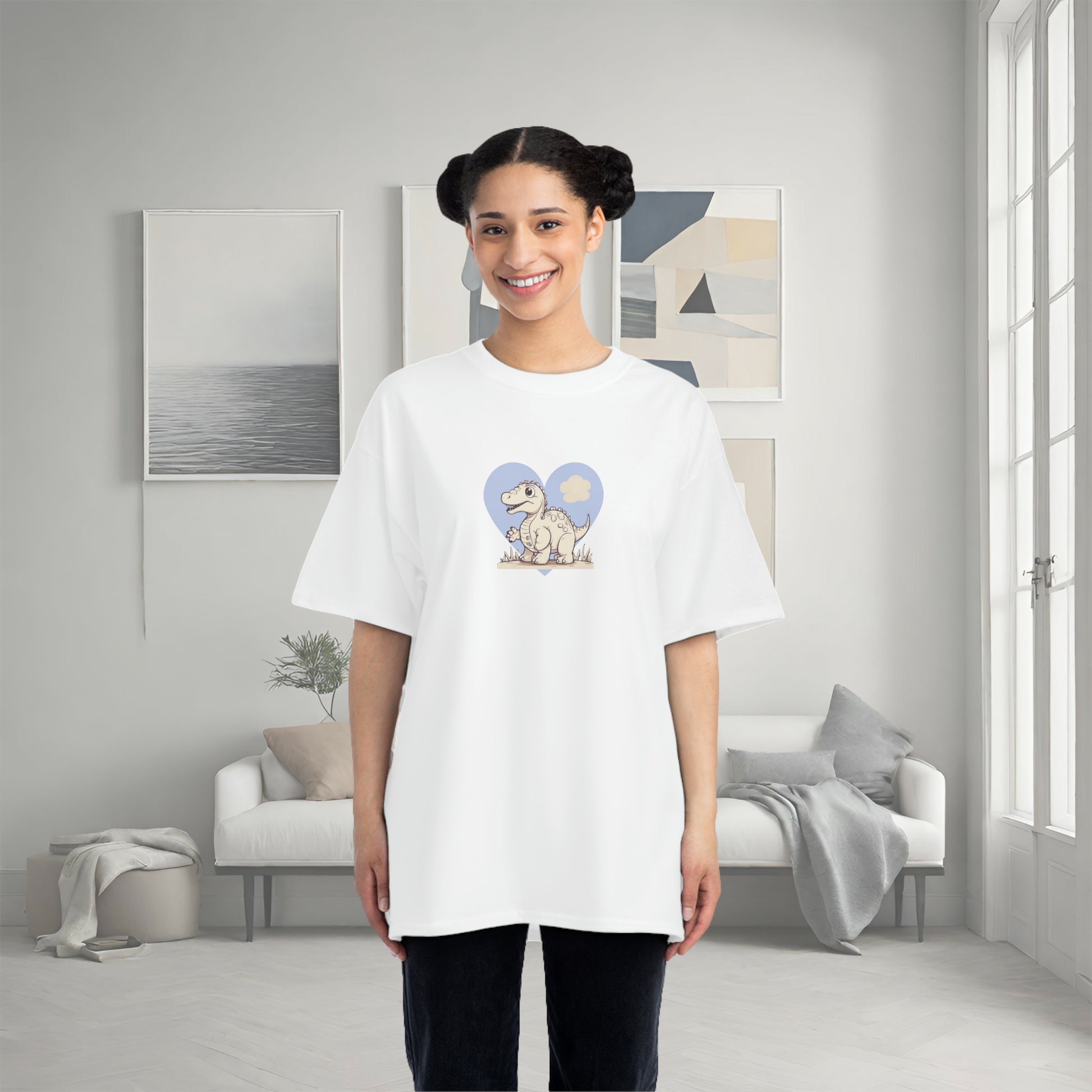 Mom to Be Short-Sleeve T-Shirt Featuring a Dinosaur Print White