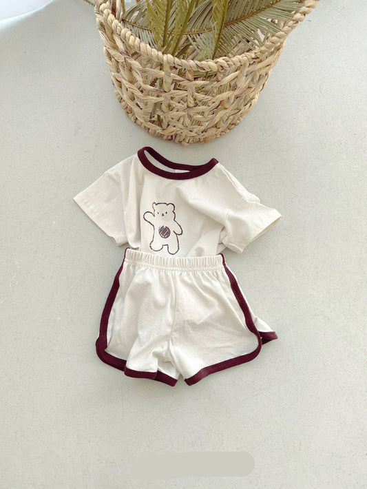 Baby T-Shirt & Shorts Set featuring Cute Bear Cartoon age: 3-24 months