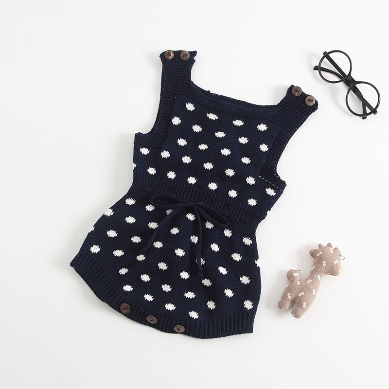 Knit Jacquard Polka Dot Baby Bodysuit age: 3-36 months Dark blue