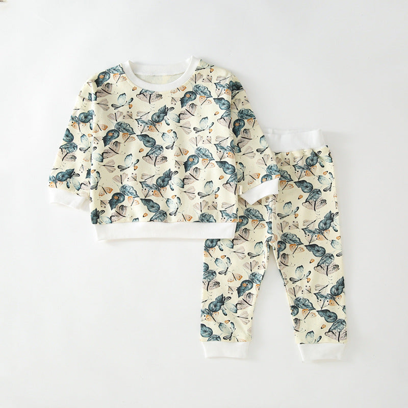 Sweatshirt and Leggings, Matching Bib (selling separately) Butterfly pattern Set (2pcs)