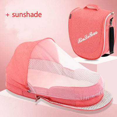 Multifunctional Portable & Foldable Crib - Baby Bag (2 models) Pink Flagship - with sunshade