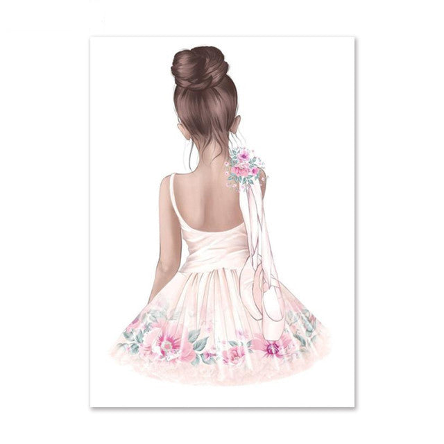 Ballet Girl Canvas Poster Wall Art for Nursery & Baby Room Decoration A