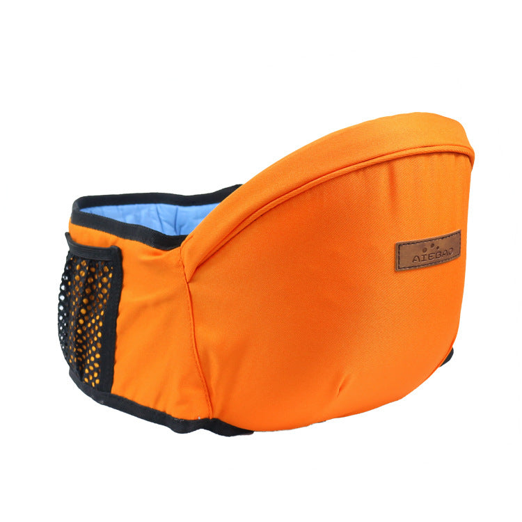 Ergonomic Baby Carrier, Hipseat, Waist Seat with Side Pocket Orange