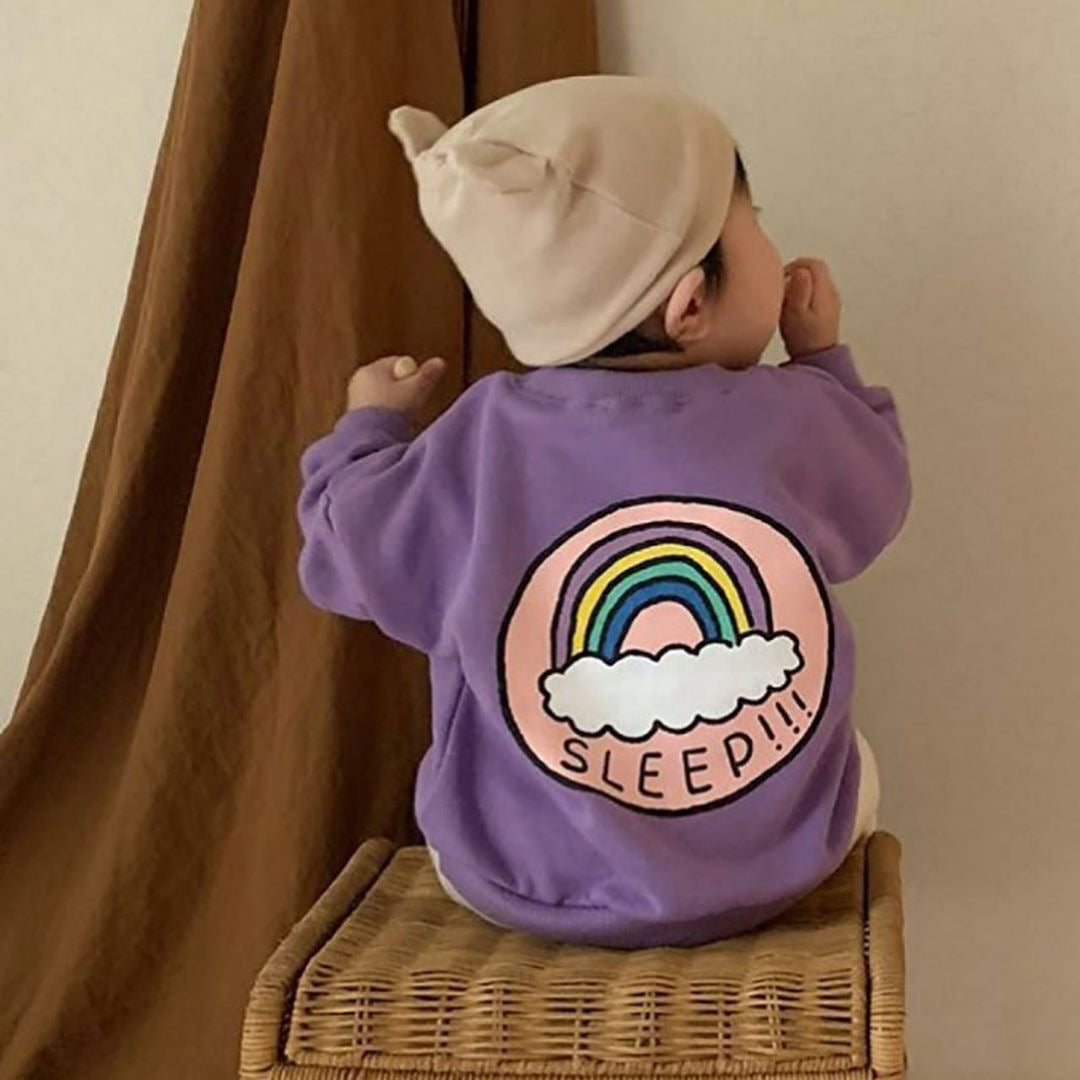 Sweatshirt with Colourful Rainbow Print and Cotton Leggings