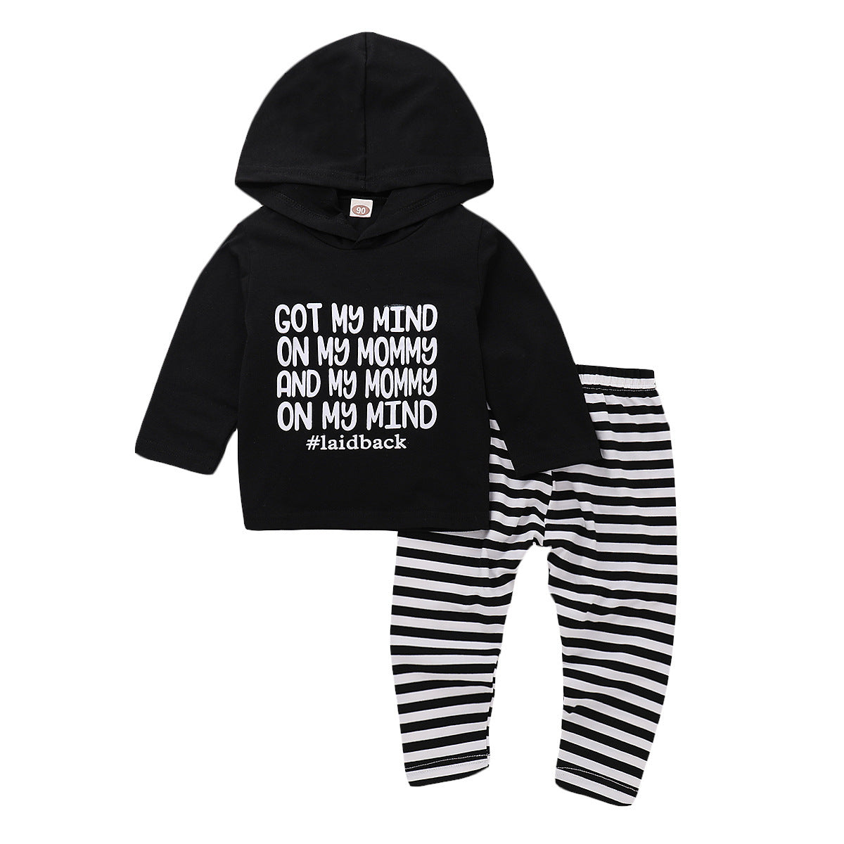 Hooded Logo Sweatshirt & Leggings Set in Black & White, age: 4-36 months Black