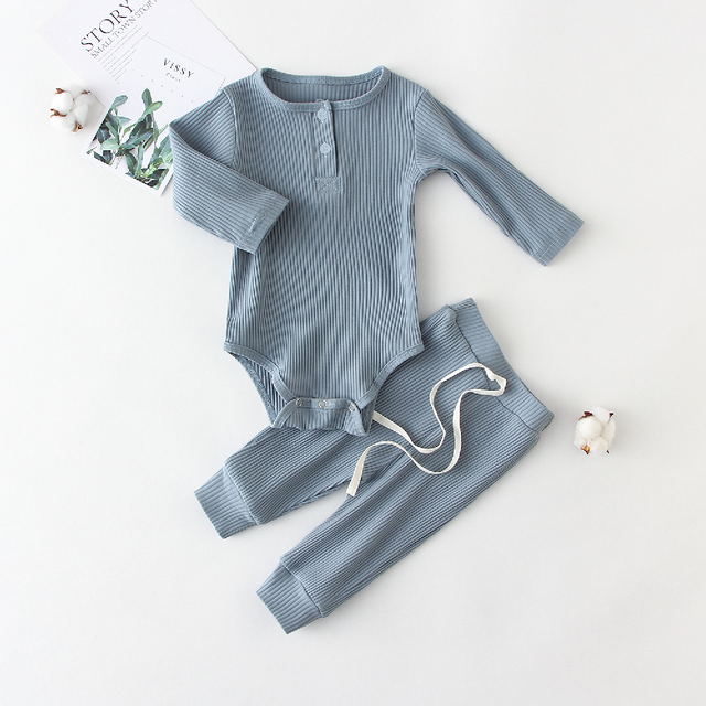 Bodysuit & Leggings or Shorts, Cotton Set - age: 0-24 months Blue long sleeve