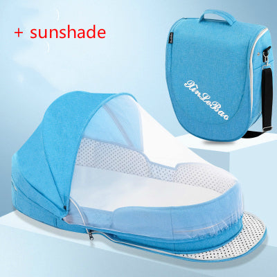 Multifunctional Portable & Foldable Crib - Baby Bag (2 models) Blue Flagship - with sunshade