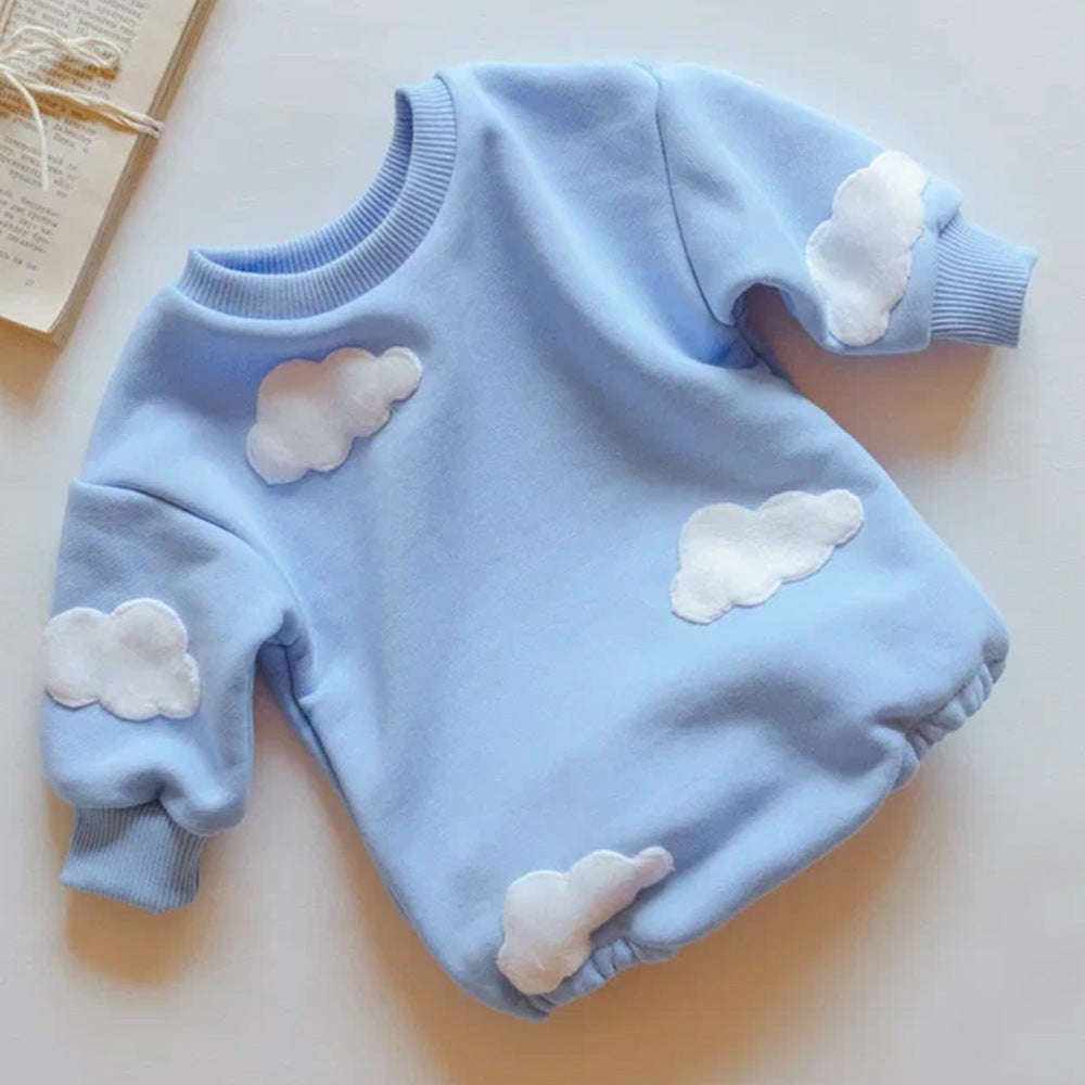 Long sleeve Bodysuit Sweatshirt with 3D Clouds or Daisies Light blue & clouds