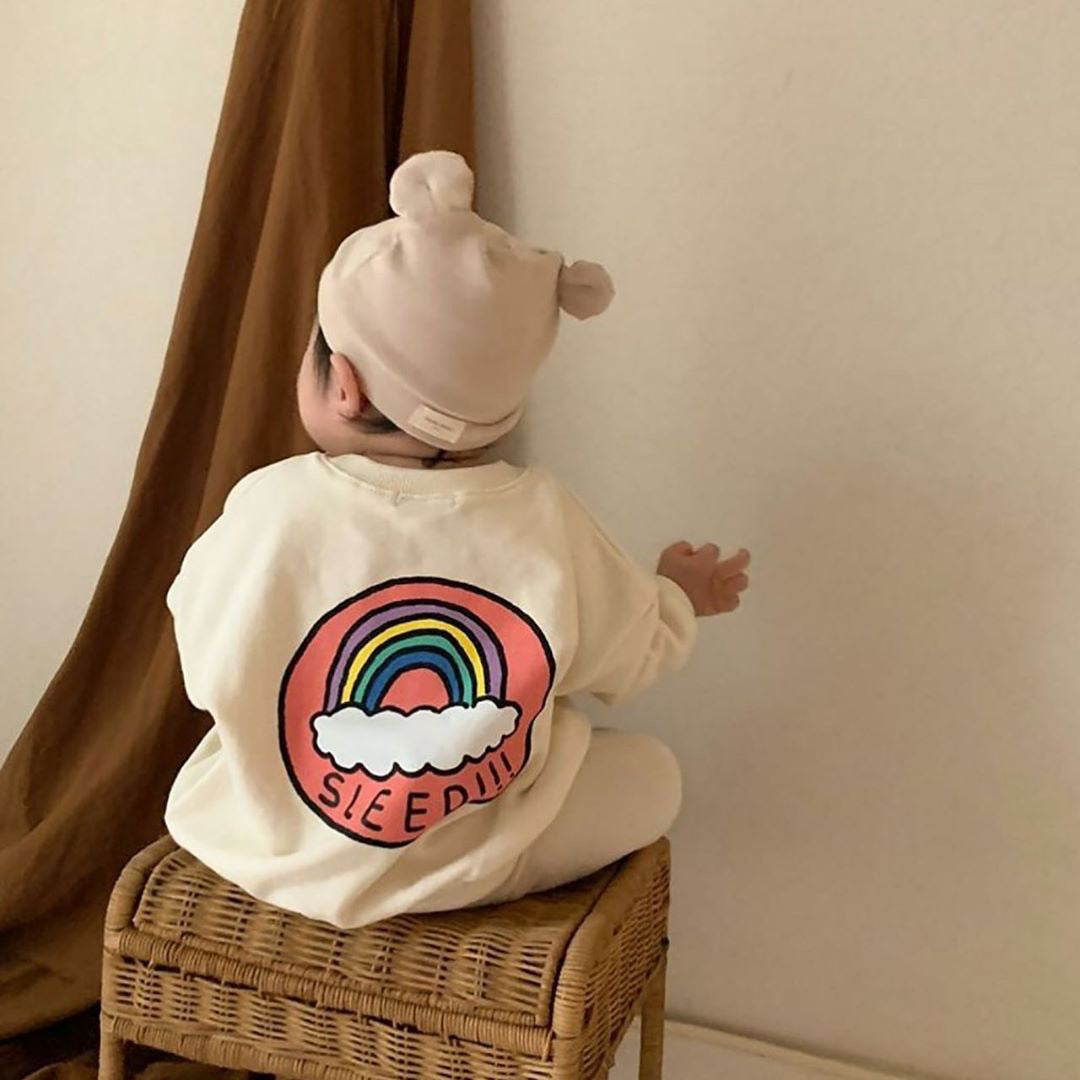 Sweatshirt with Colourful Rainbow Print and Cotton Leggings