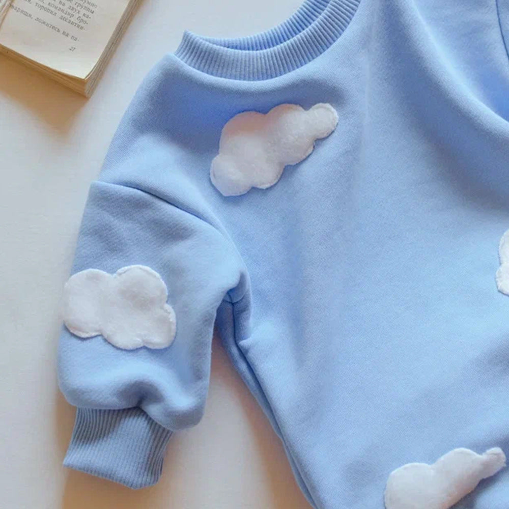 Long sleeve Bodysuit Sweatshirt with 3D Clouds or Daisies