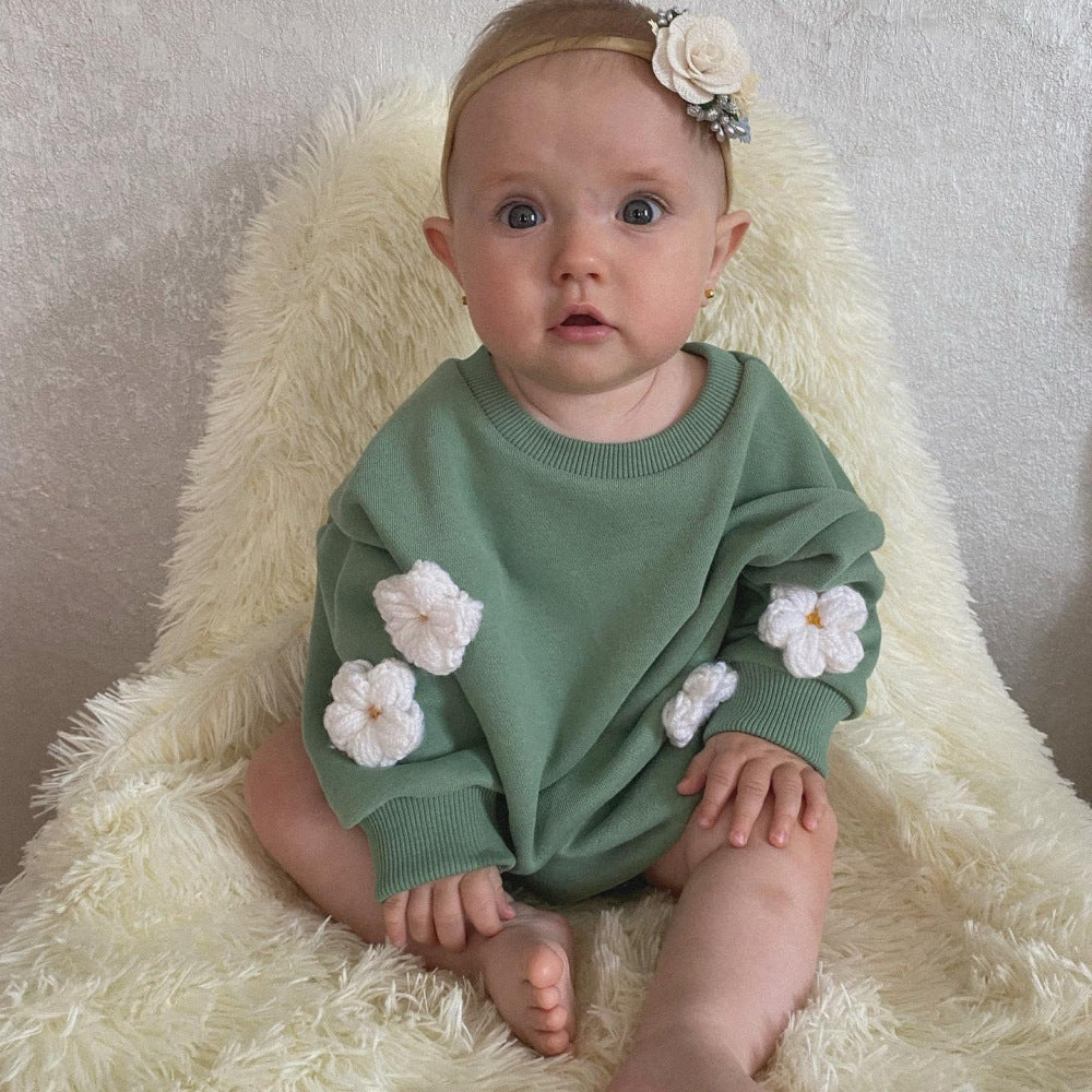 Long sleeve Bodysuit Sweatshirt with 3D Clouds or Daisies