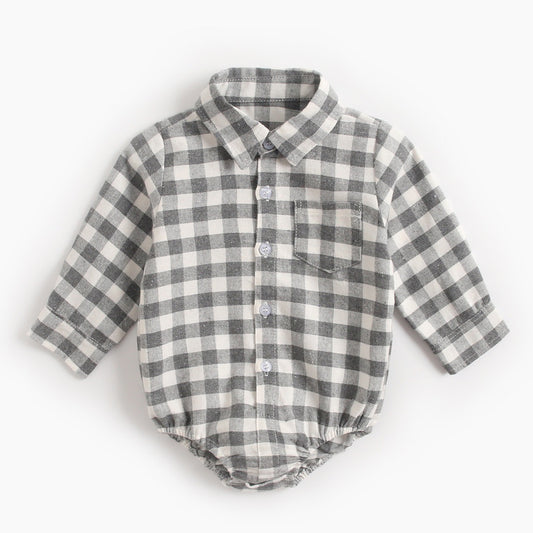 Baby Boy Checked Shirt Bodysuit age: 0-12 months Grey