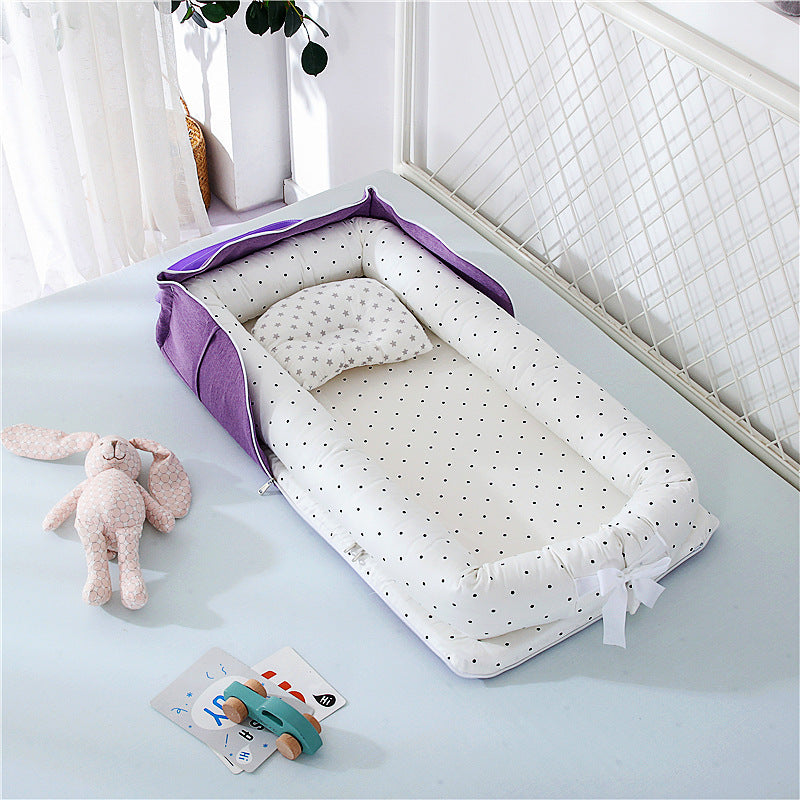 Foldable & Portable Baby Nest Bed Black white dot