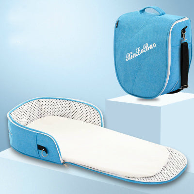 Multifunctional Portable & Foldable Crib - Baby Bag (2 models) Blue Comfortable - without sunshade