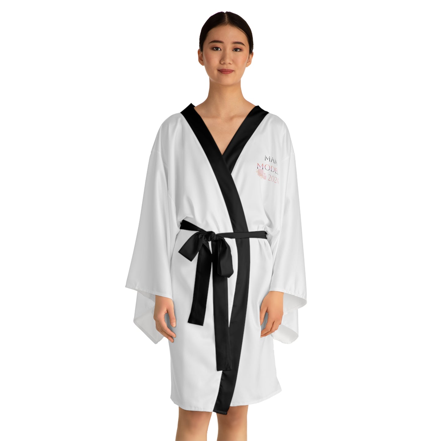 New Mum, Long Sleeve Kimono, Robe, Unique Elegant Logo Print