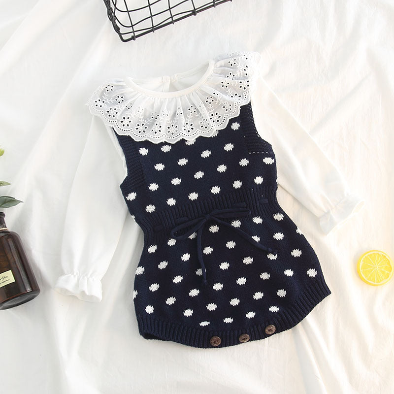 Knit Jacquard Polka Dot Baby Bodysuit age: 3-36 months