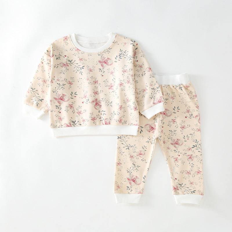 Sweatshirt and Leggings, Matching Bib (selling separately) Cherry Blossom flowers Set (2pcs)