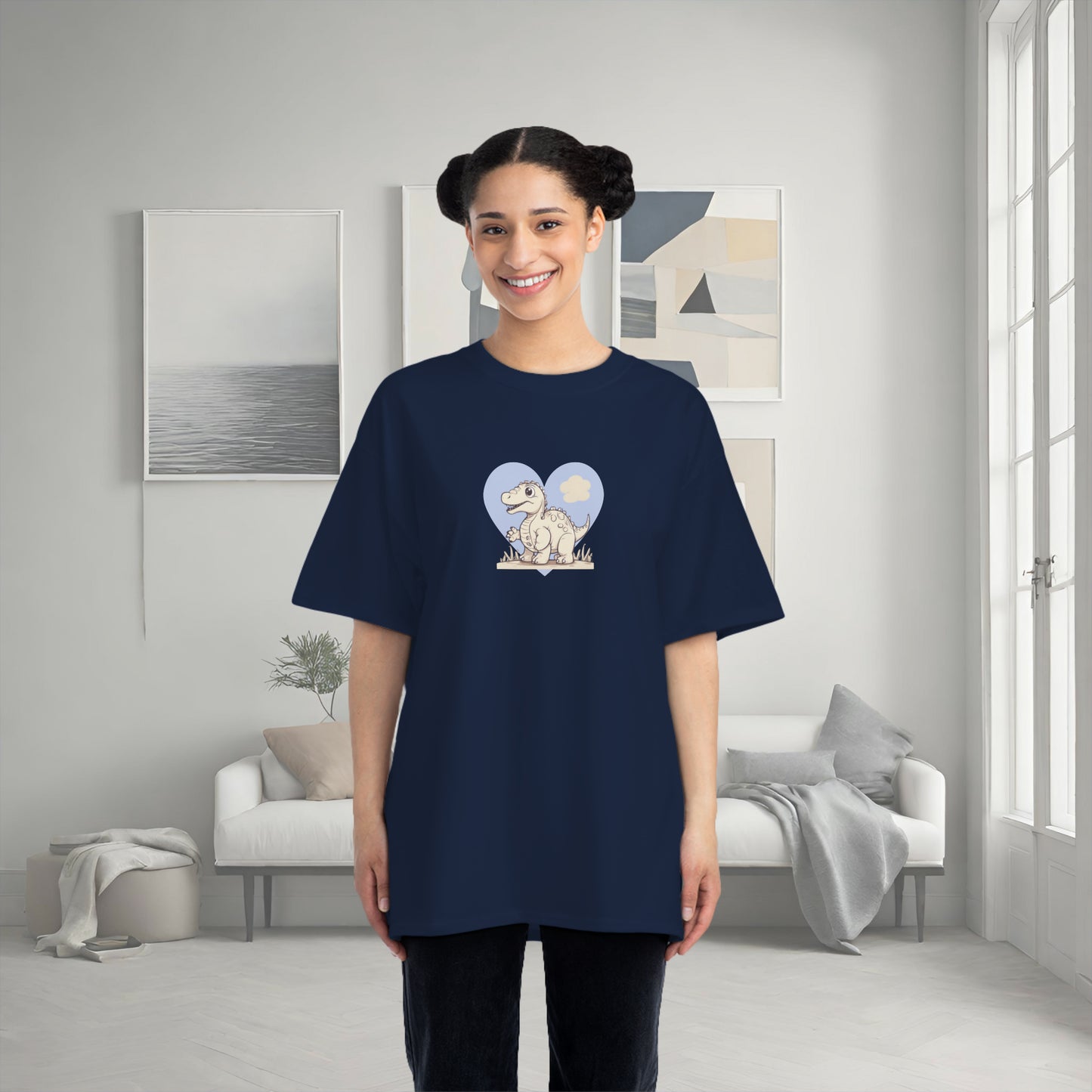 Mom to Be Short-Sleeve T-Shirt Featuring a Dinosaur Print Navy