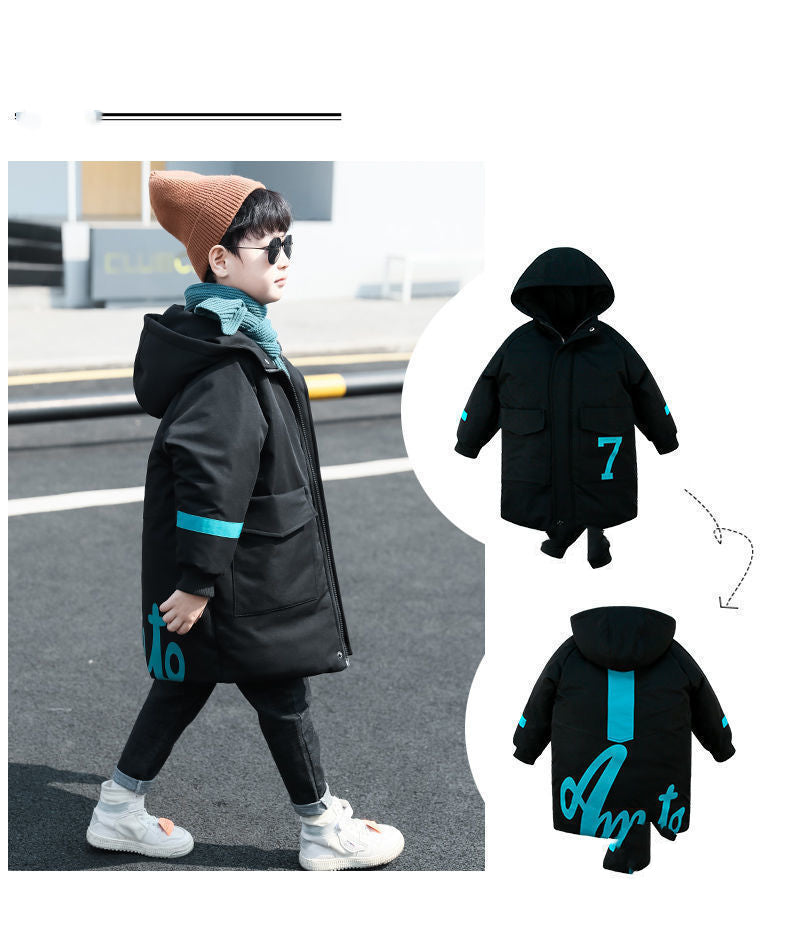 Oversized Hooded Jacket, Mid-Length, Padded and Stylish for Children 5-14years