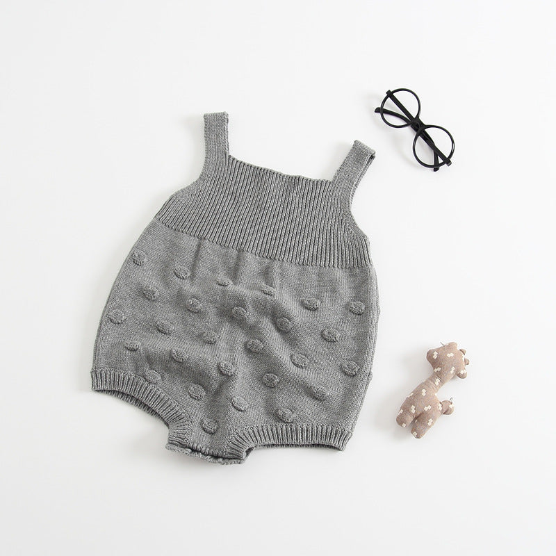 Grey Short Knitted Baby Dungarees/ Romper - age: 03-36 months