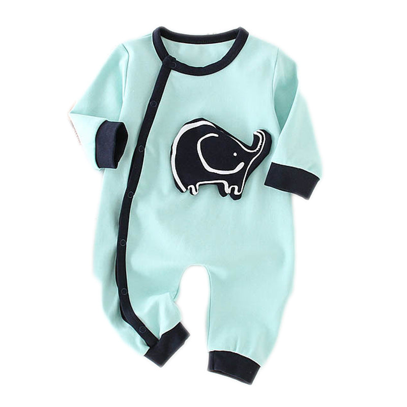 Baby Long Sleeve Romper, Onesie - age: 03-18 months Little blue elephant