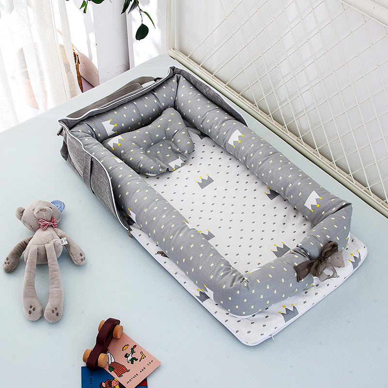 Foldable & Portable Baby Nest Bed Grey Crown