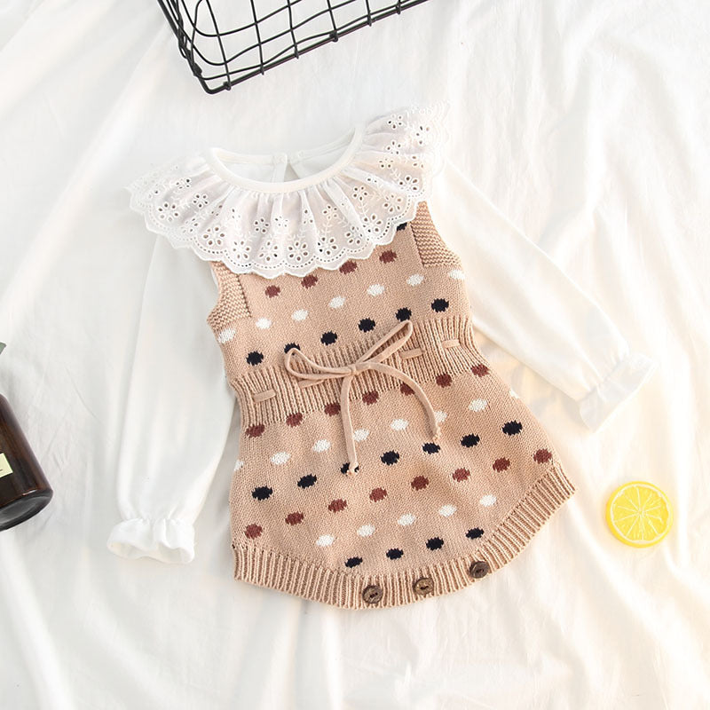 Knit Jacquard Polka Dot Baby Bodysuit age: 3-36 months