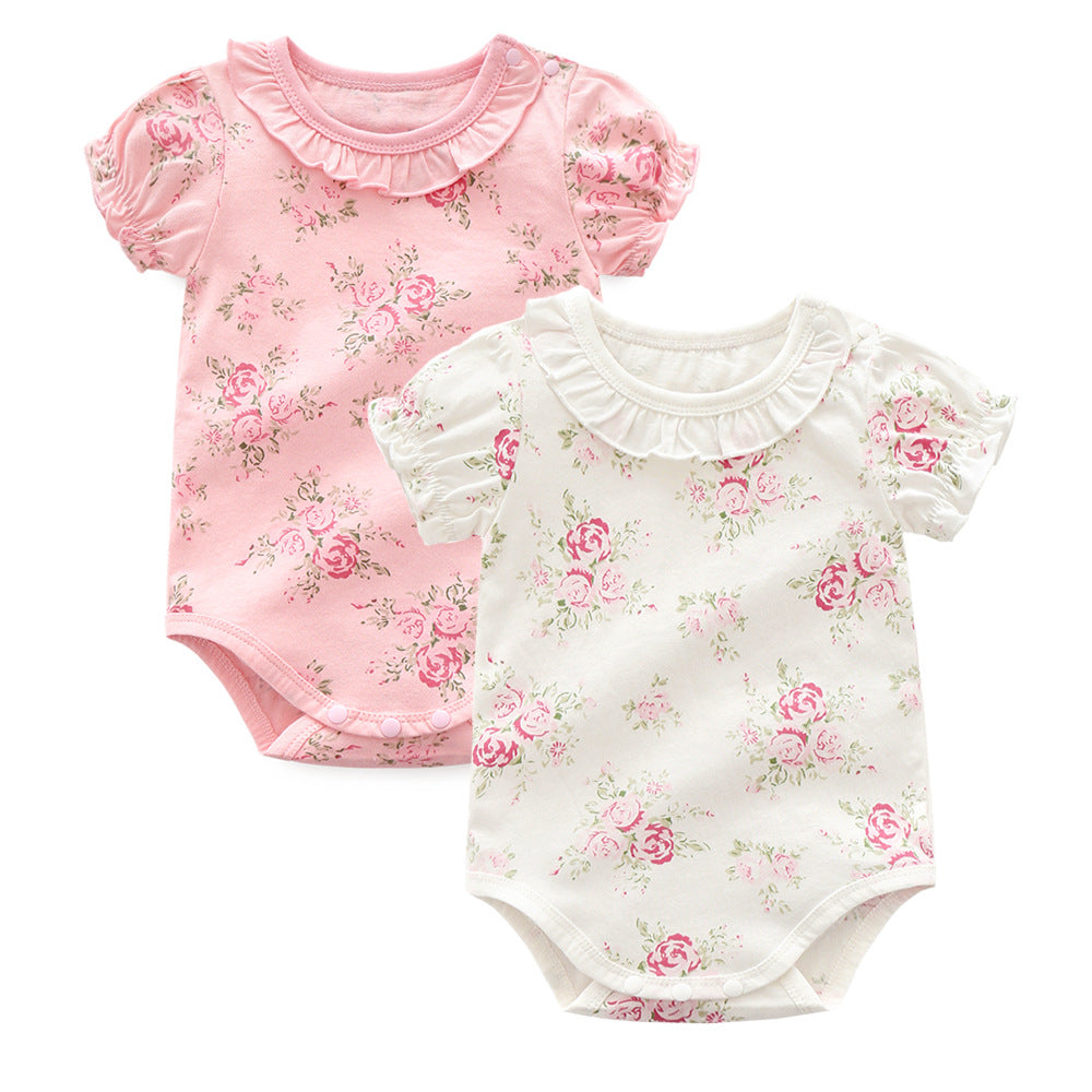 Short Baby Romper with Little Roses All Over Print age: 0-12 months