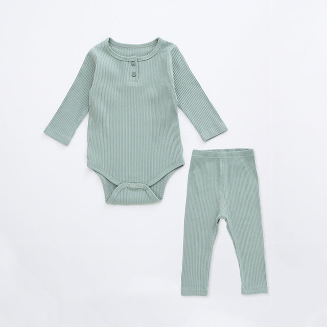 Bodysuit & Leggings or Shorts, Cotton Set - age: 0-24 months Light green long sleeve