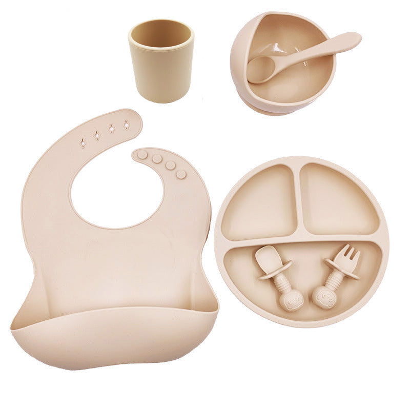 Baby Silicone Feeding Set Bib (7 pieces) Beige