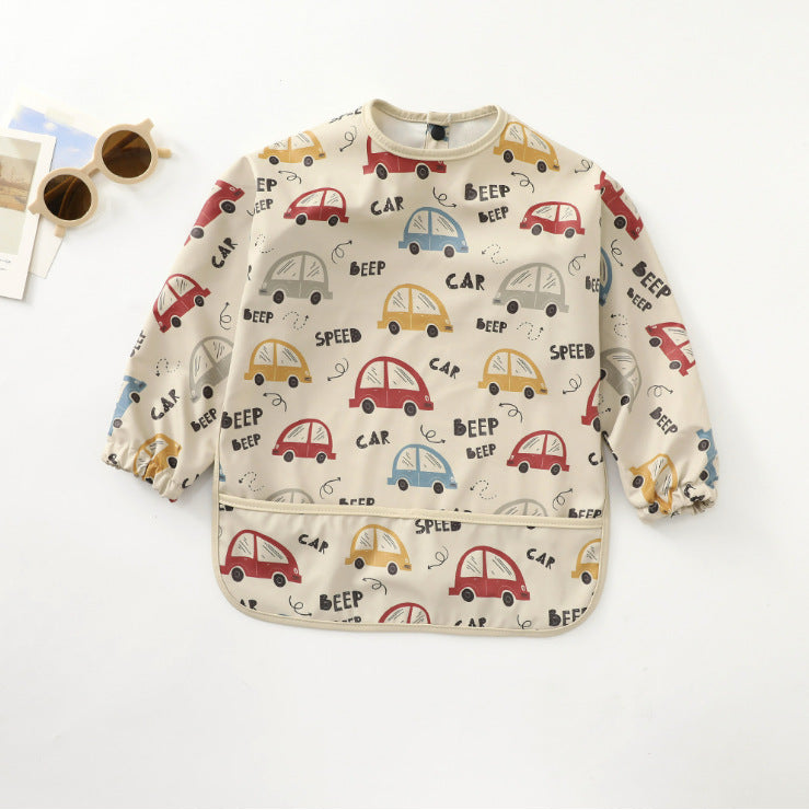 Recycled Minimal Style Bib, Long Sleeve Shirt, Waterproof Red Car