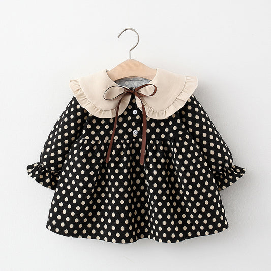 Black & White Polka Dot Collar Dress for Stylish Girls age: 1-3 years Black