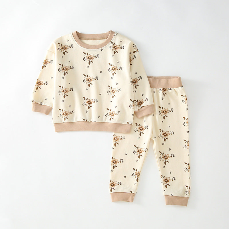 Sweatshirt and Leggings, Matching Bib (selling separately) Apricot flower Set (2pcs)