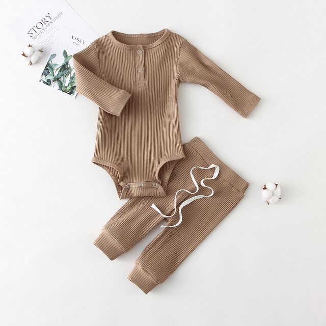 Bodysuit & Leggings or Shorts, Cotton Set - age: 0-24 months Pecan long sleeve