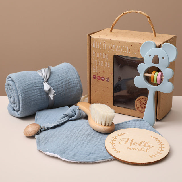 Baby Toys Set with Towel and Burb Cloth (6 pcs) Koala 6PCS Set